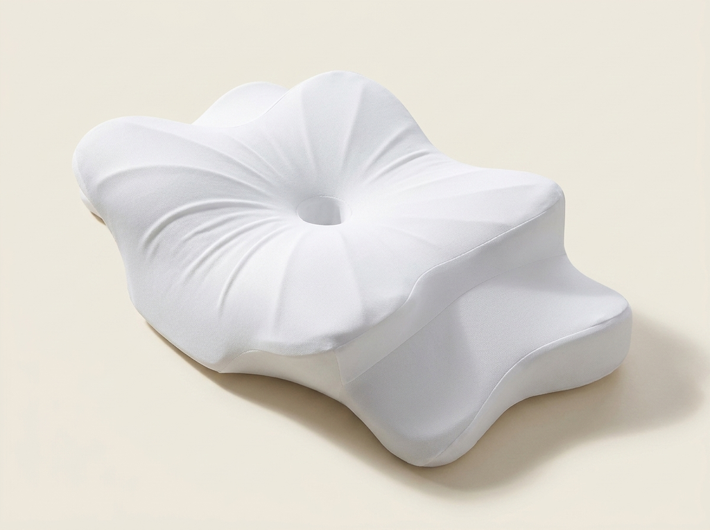 ATLARA Cervical contour pillow, three-quarter view on a plain background