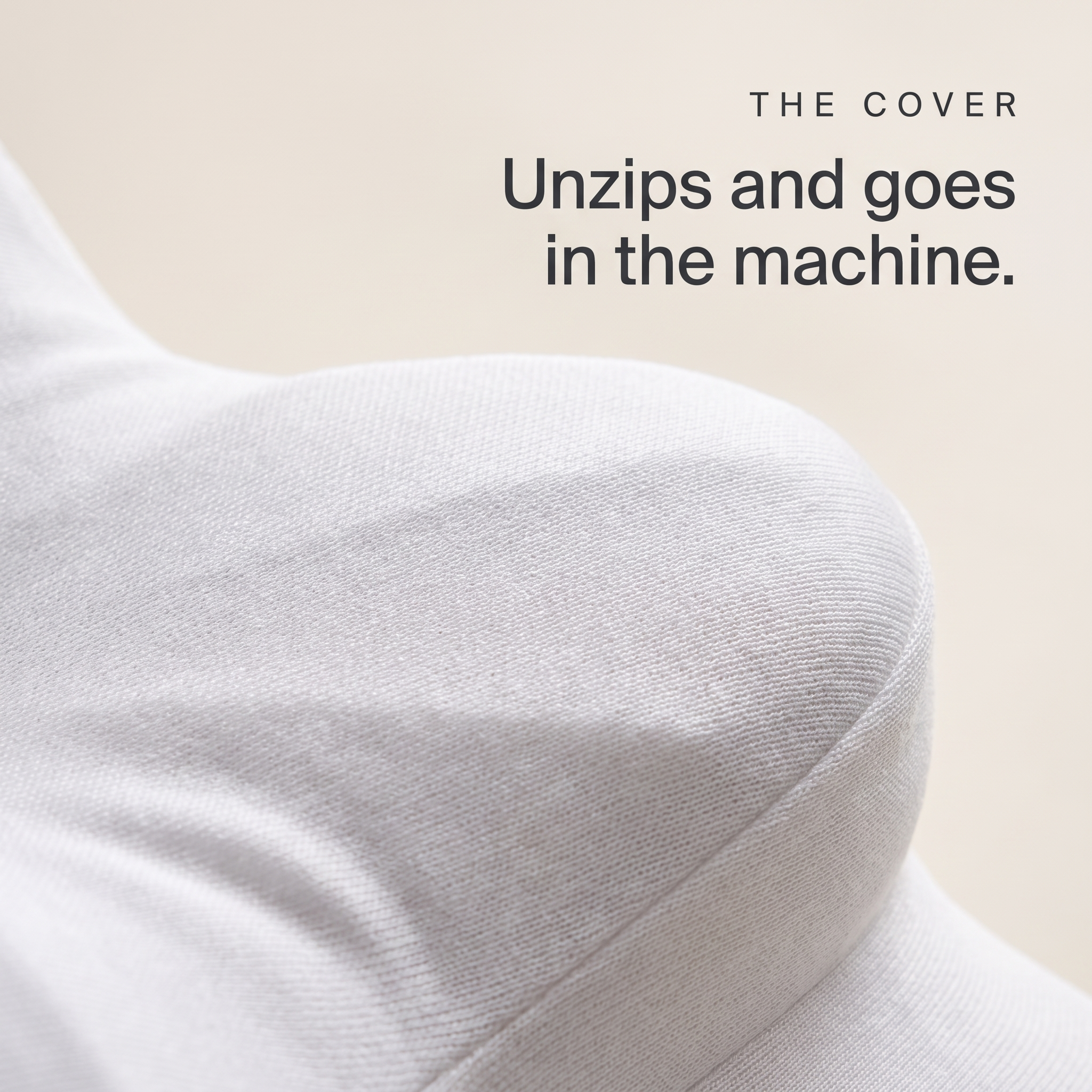 Macro view of the knit cover fabric of the ATLARA pillow